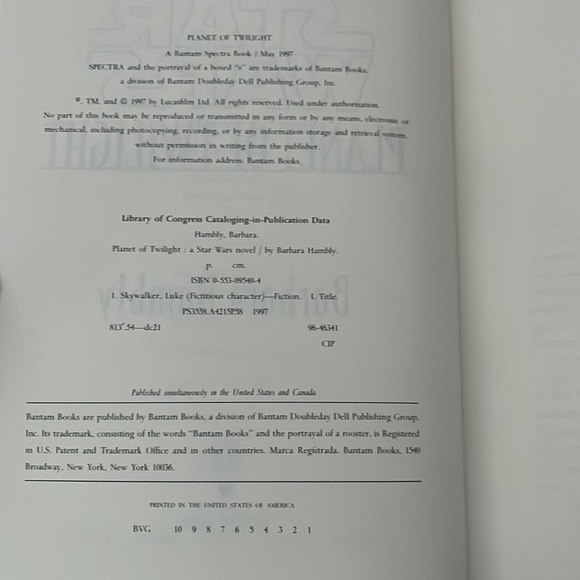 Vintage Star Wars “Planet of Twilight” Hardcover Book by Barbara Hambly-1997 - Picture 8 of 8